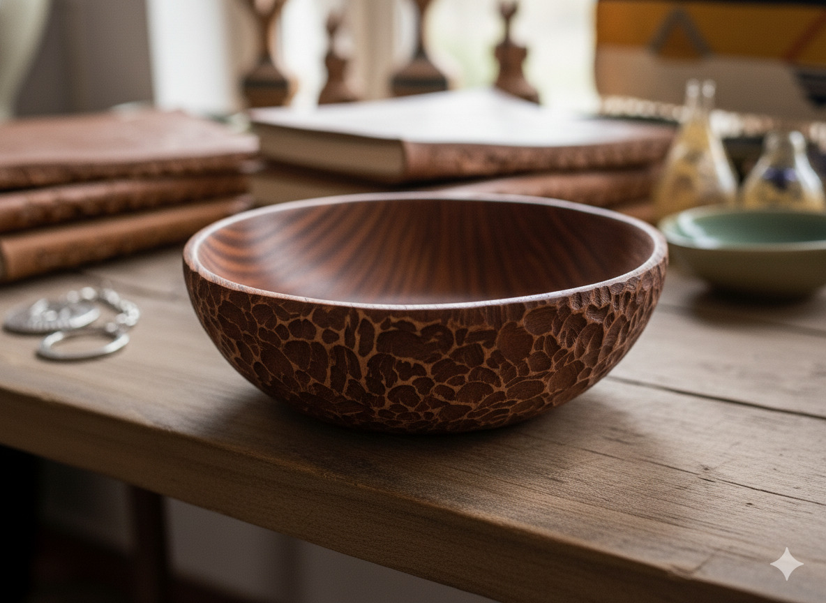 Handgesneden houten schaal